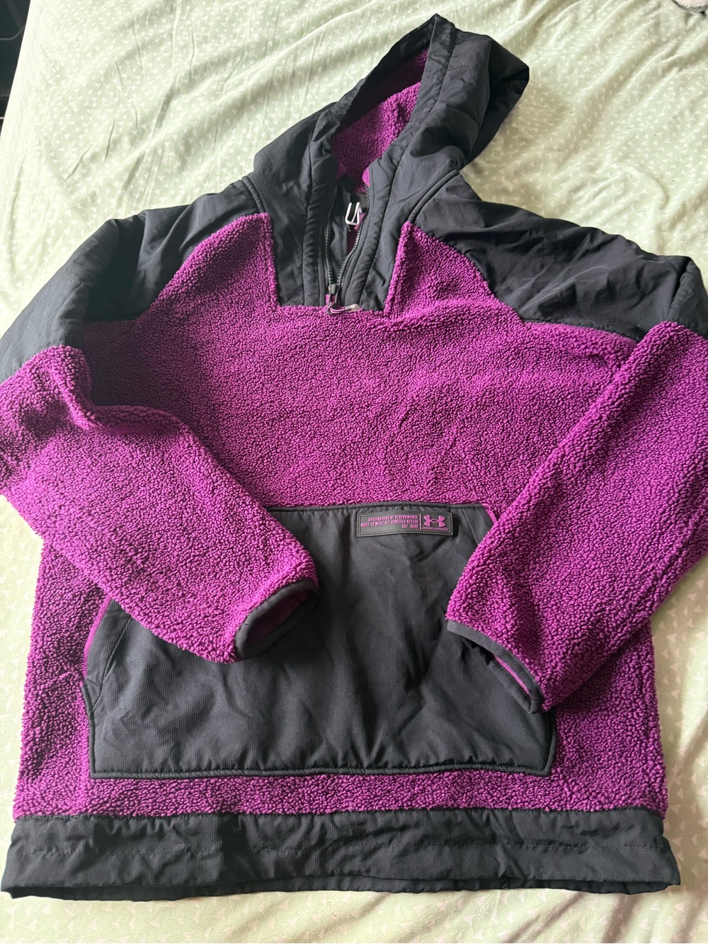 Under Armour Kids Purple Sherpa Hoodie with Black Panels
